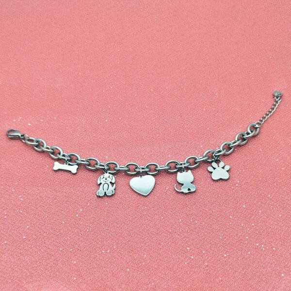 Bracciale con Ciondolo a forma di Cane Gatto Cuore Osso