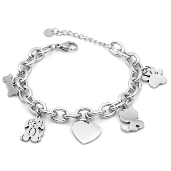 Bracciale con Ciondolo a forma di Cane Gatto Cuore Osso