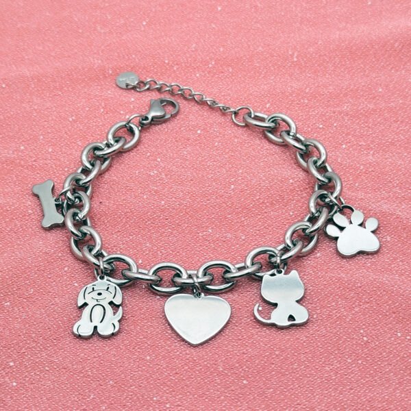Bracciale con Ciondolo a forma di Cane Gatto Cuore Osso