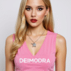 Collana con Ciondolo Passeggino in Acciaio e Cristalli Rosa