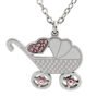 Collana con Ciondolo Passeggino in Acciaio e Cristalli Rosa
