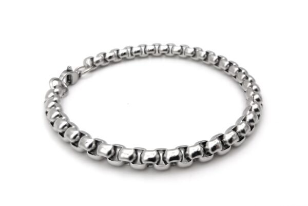Bracciale a catena in acciaio inox per uomo e donna, Braccialetto Snake maglia acciaio, Colore Argento, 21 cm, Taglia unica