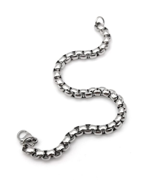 Bracciale a catena in acciaio inox per uomo e donna, Braccialetto Snake maglia acciaio, Colore Argento, 21 cm, Taglia unica