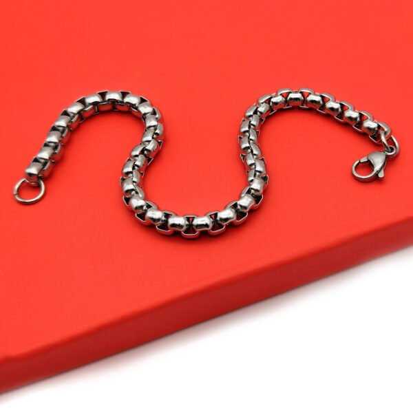 Bracciale a catena in acciaio inox per uomo e donna, Braccialetto Snake maglia acciaio, Colore Argento, 21 cm, Taglia unica