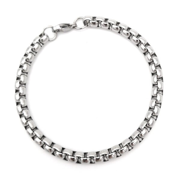 Bracciale a catena in acciaio inox per uomo e donna, Braccialetto Snake maglia acciaio, Colore Argento, 21 cm, Taglia unica